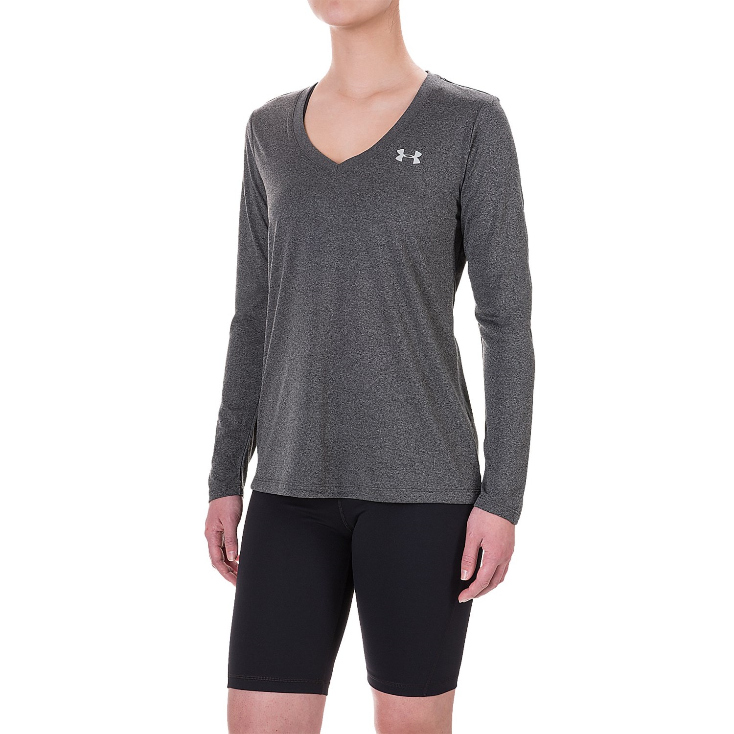 Under Armour HeatGear® Tech Shirt - V-Neck, Long Sleeve (For Women)