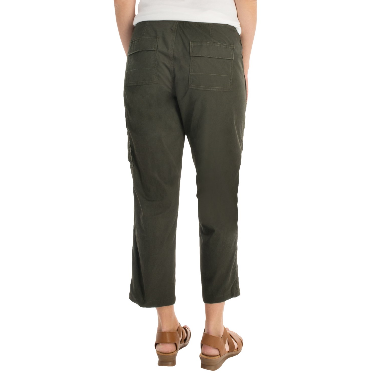 Cargo Capris with Knit Waistband (For Women)