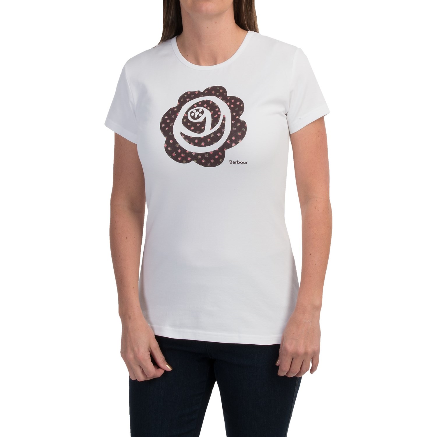 Barbour Printed Cotton Round Neck T-Shirt - Short Sleeve (For Women)