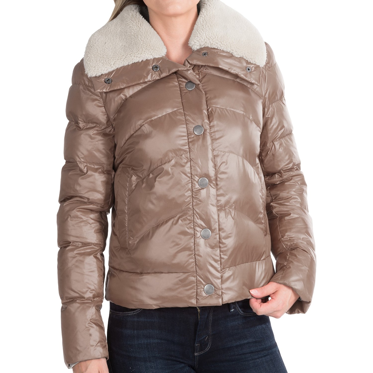 dylan Short Quilted Jacket - Sherpa Collar (For Women)