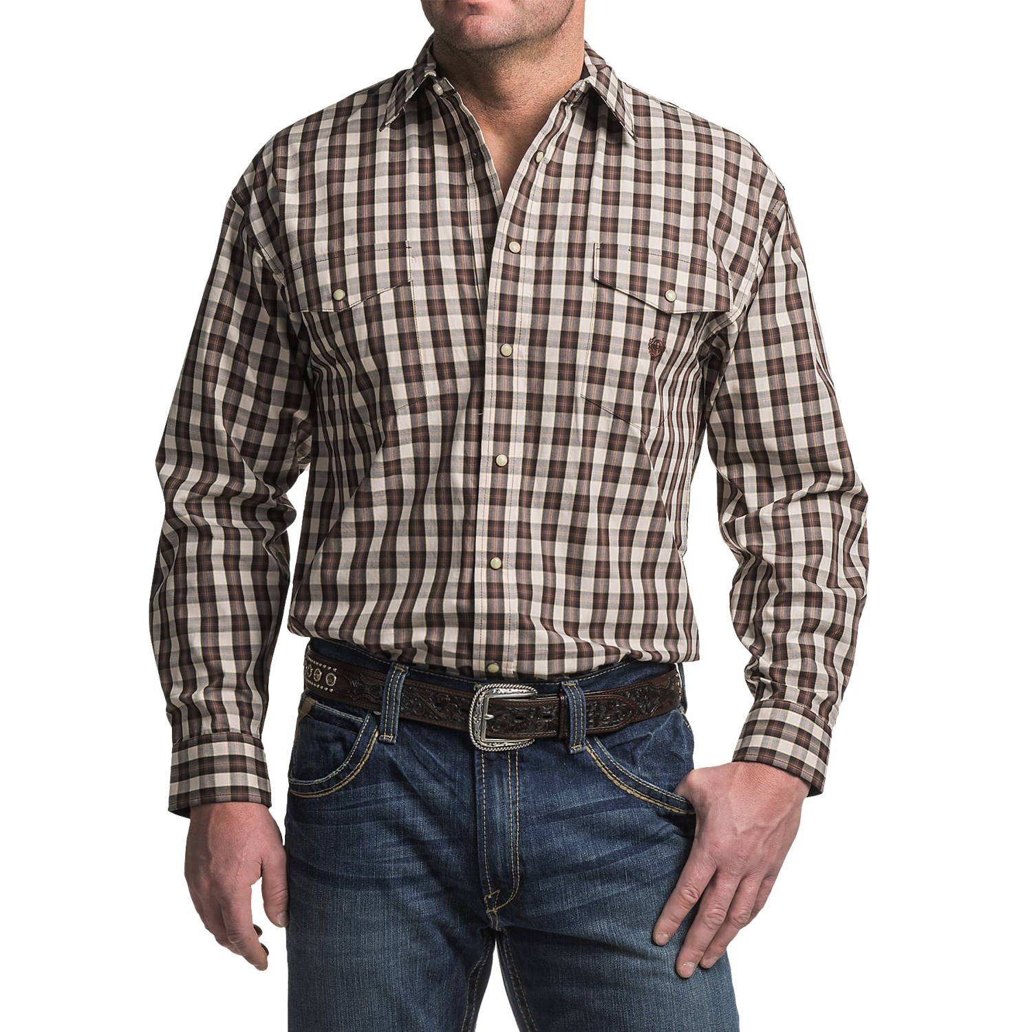 Panhandle Slim Peach Poplin Shirt - Snap Front, Long Sleeve (For Men)