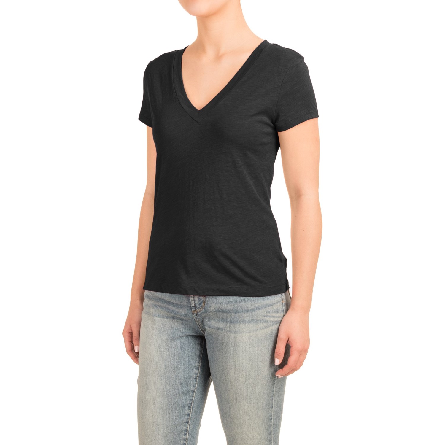 Knit V-Neck Shirt - Short Sleeve (For Women)