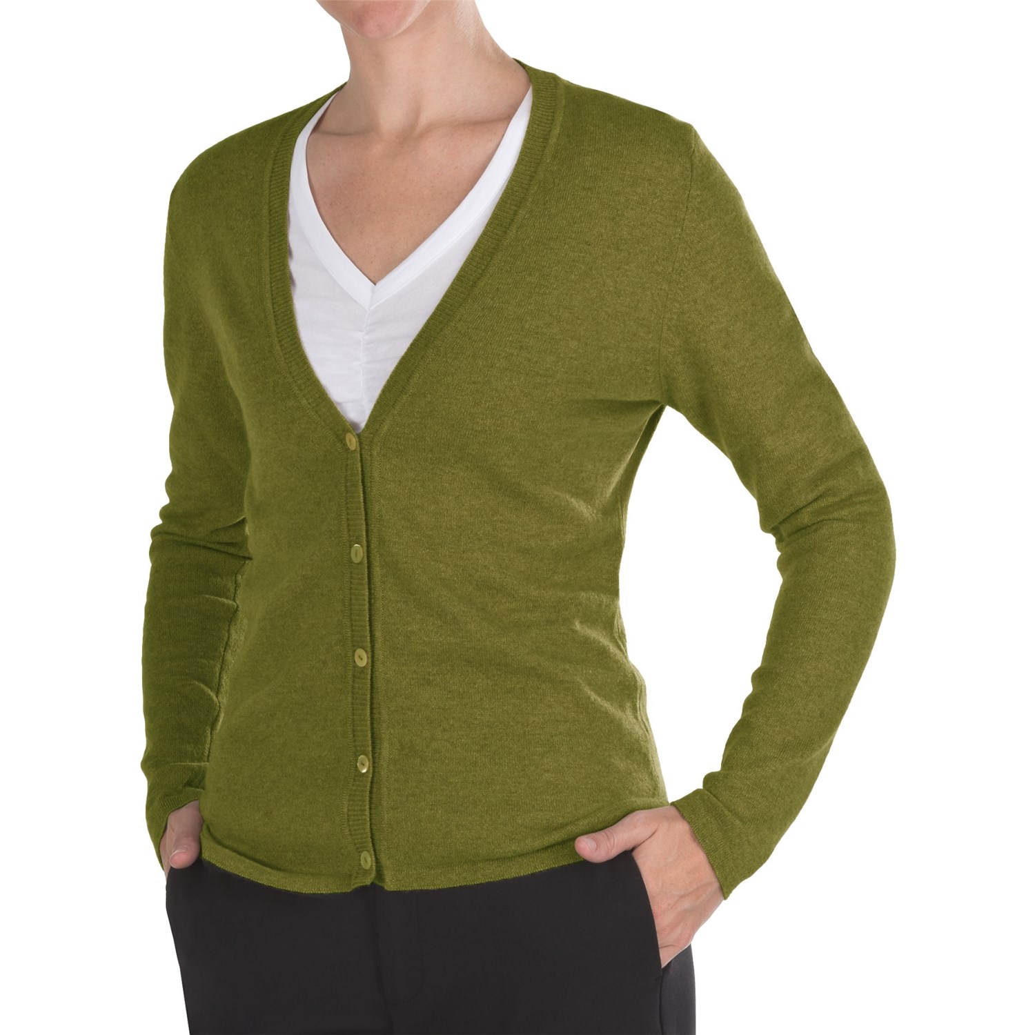 Johnstons of Elgin Cashmere Classic V-Neck Cardigan Sweater - 21-Gauge (For Women)