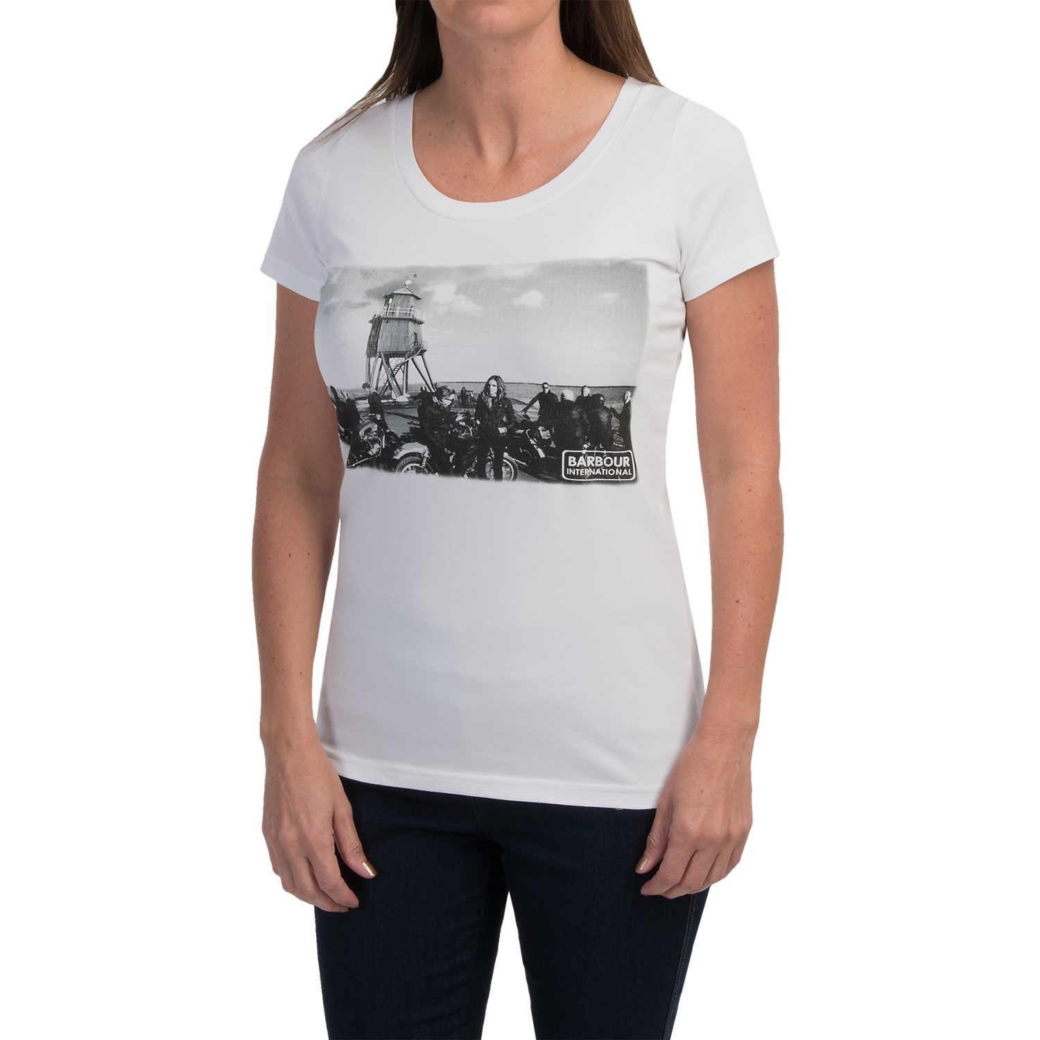 Barbour Printed Cotton Round Neck T-Shirt - Short Sleeve (For Women)