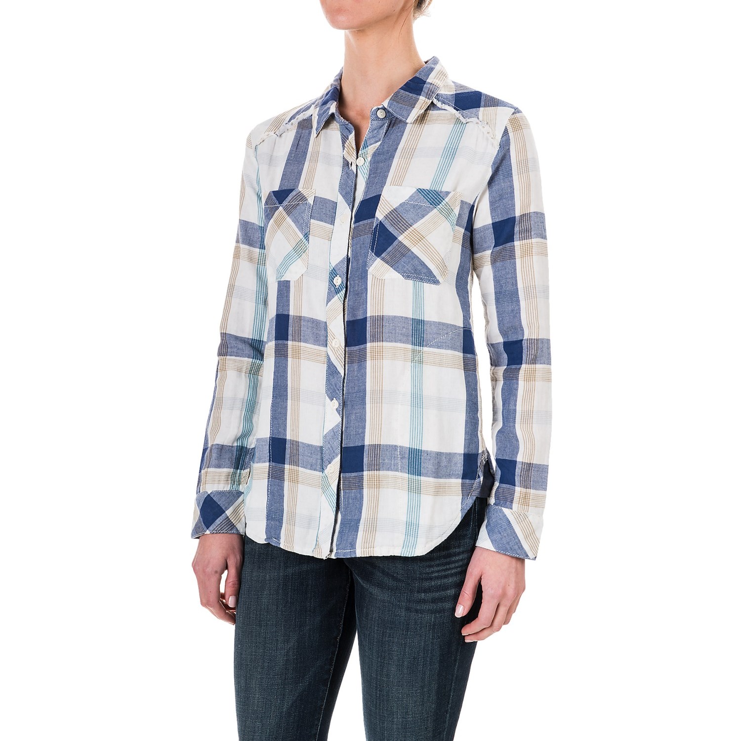 dylan Indigo Plaid Shirt Jacket - Long Sleeve (For Women)