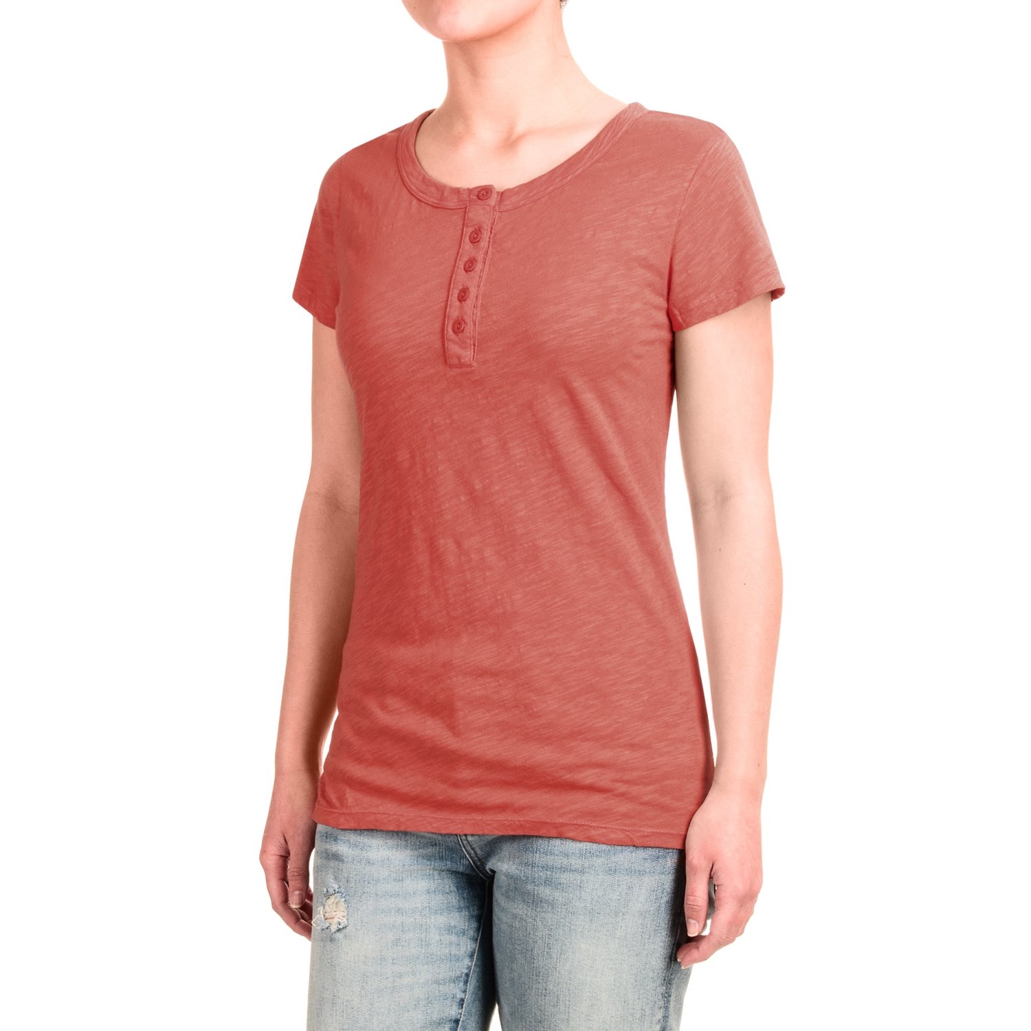 dylan Buttoned Henley Shirt - Short Sleeve (For Women)