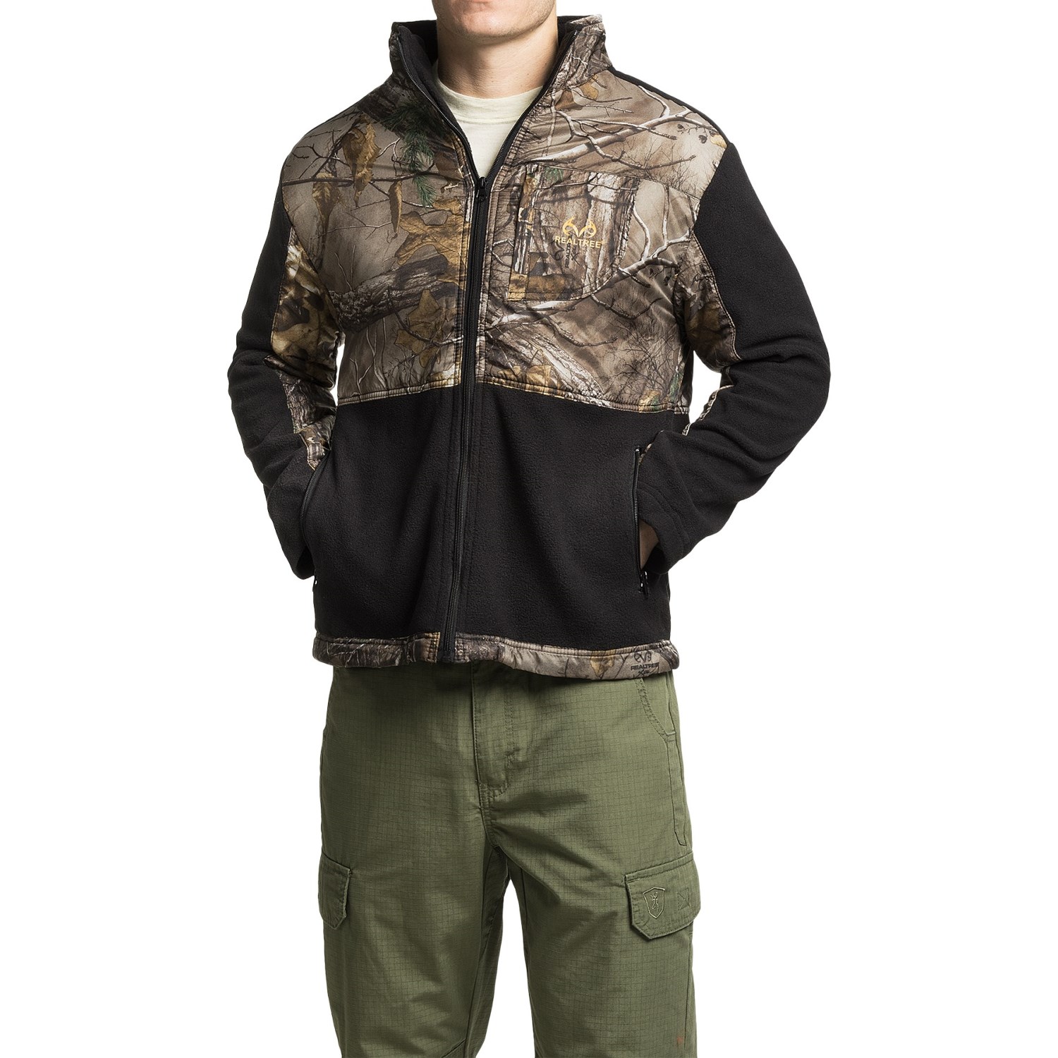 Printed Camo Jacket with Fleece Trim (For Men)