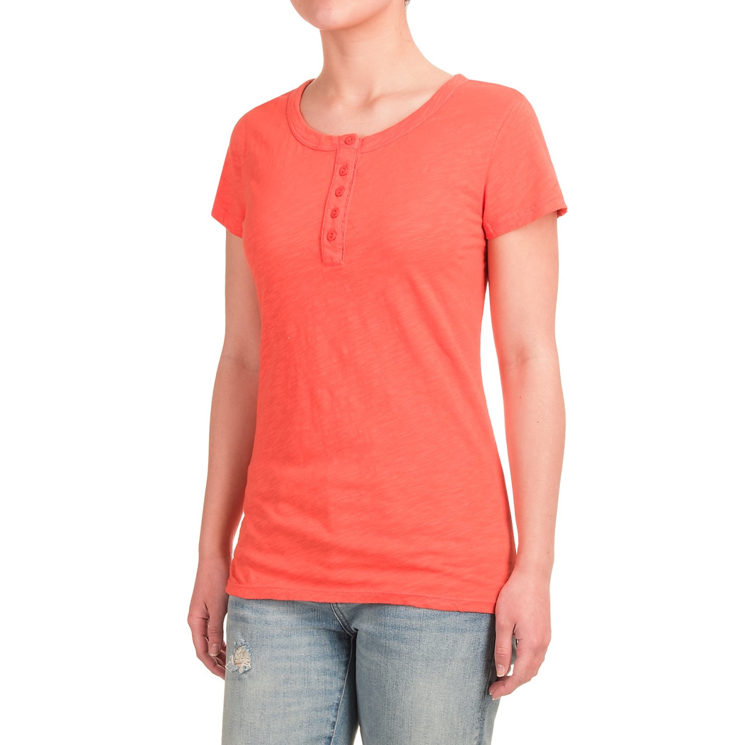 dylan Buttoned Henley Shirt - Short Sleeve (For Women)