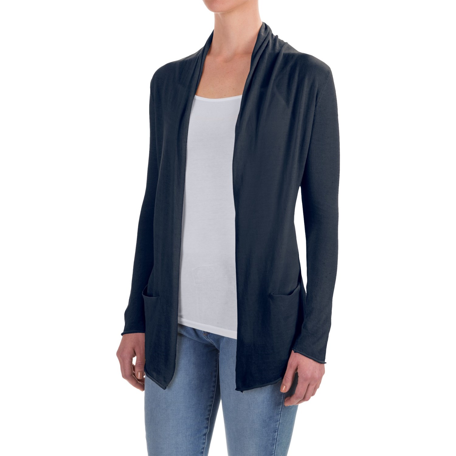 Workshop Republic Open-Front Cardigan Shirt - Long Sleeve (For Women)