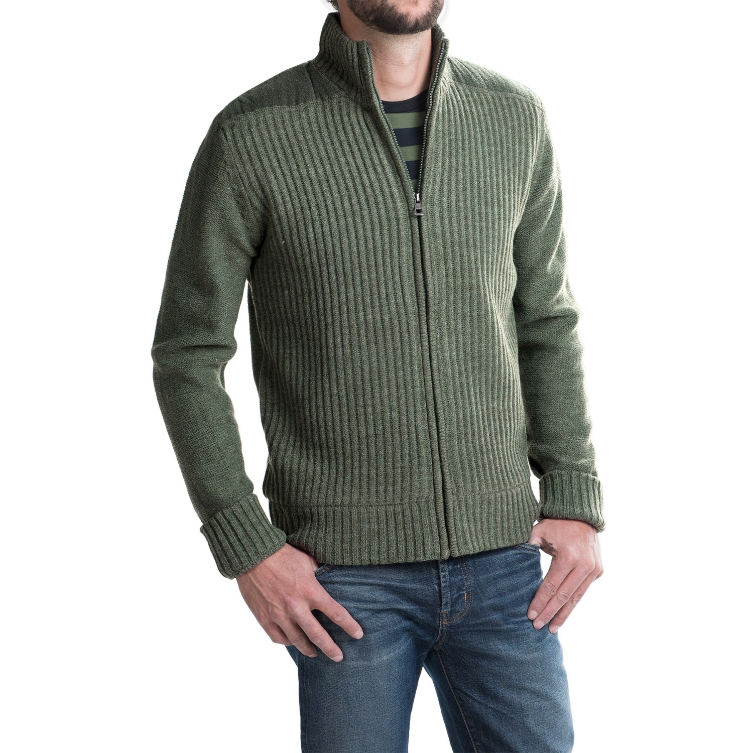 Weatherproof Sherpa-Lined Cardigan Sweater - Zip Front (For Men)