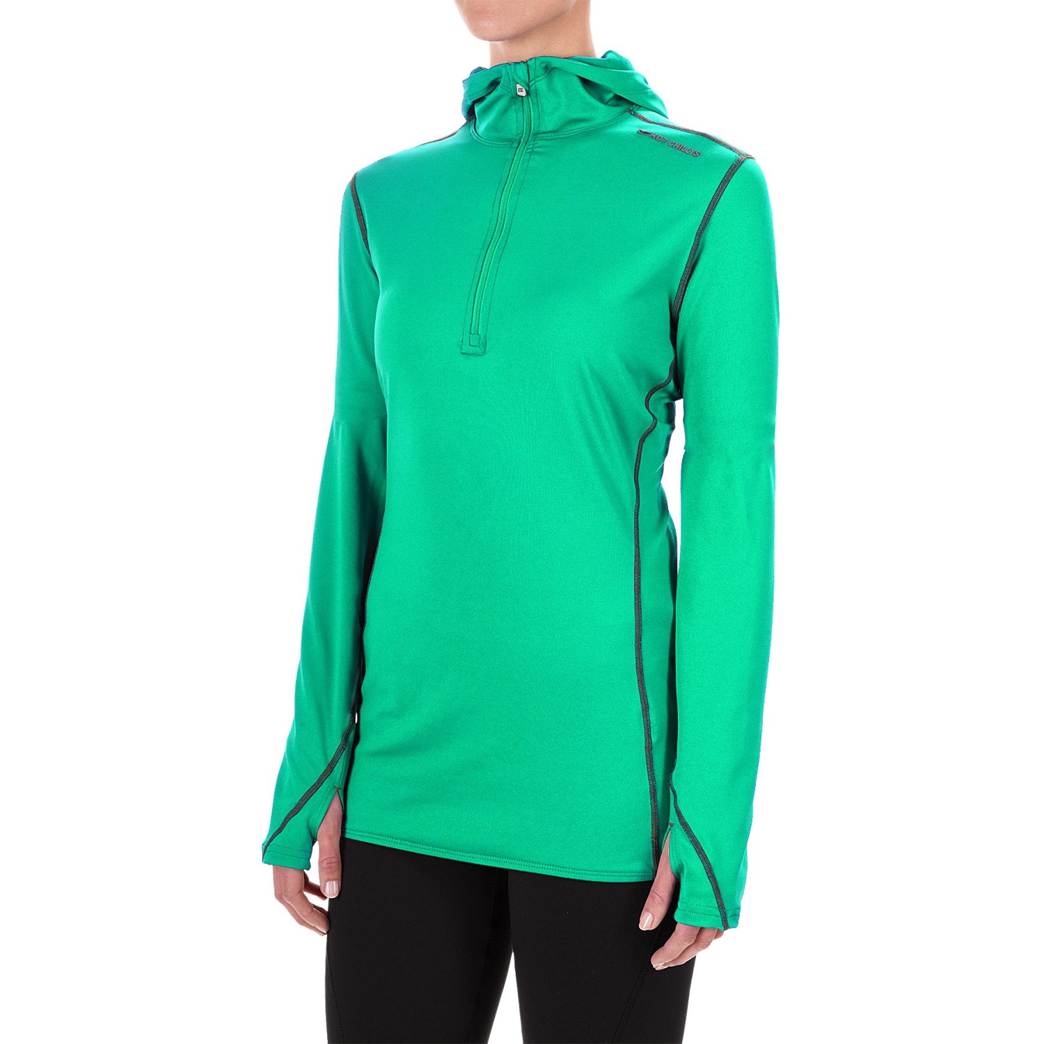 Hot Chillys Micro-Elite Chamois Hooded Base Layer Top - Zip Neck, Long Sleeve (For Women)