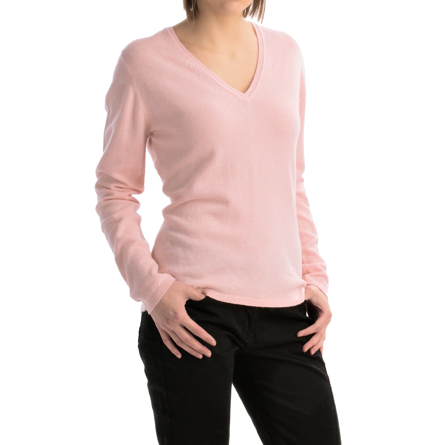 Johnstons of Elgin Classic Cashmere V-Neck Sweater (For Women)