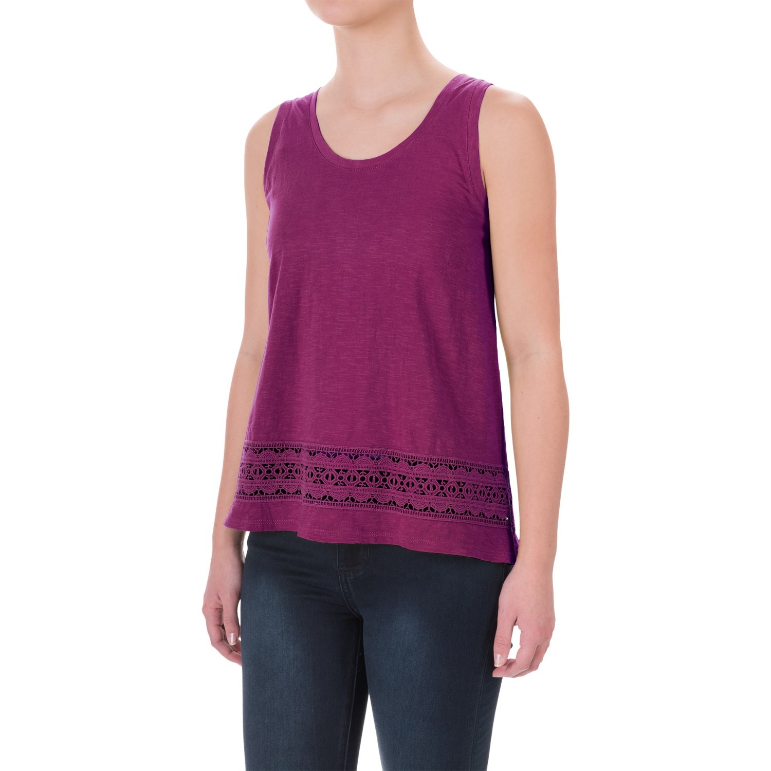 Crochet-Trim Flyaway Shirt - Sleeveless (For Women)