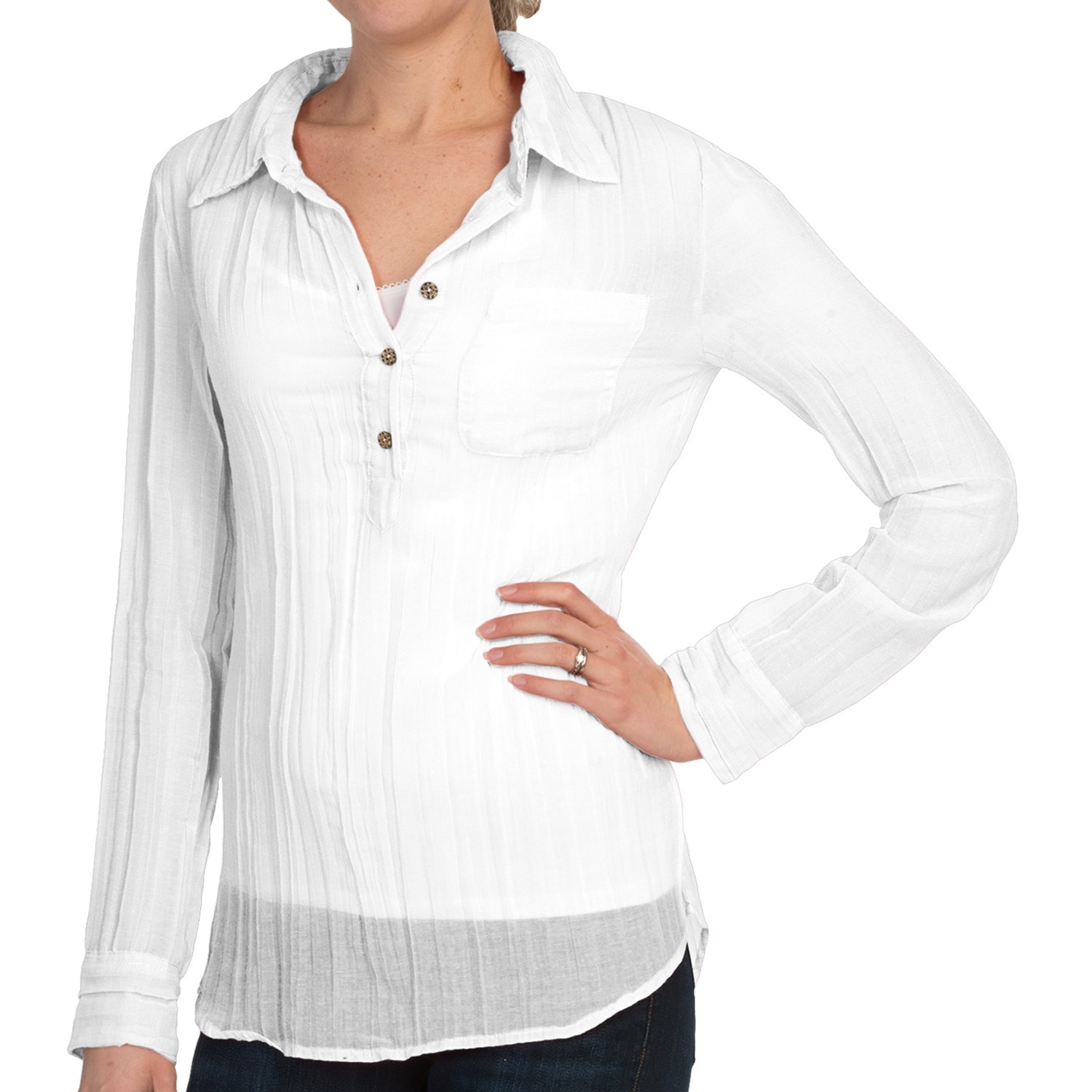 dylan Sheer Henley Shirt - Long Sleeve (For Women)