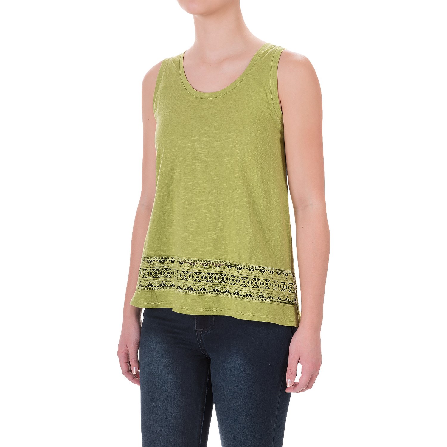 Crochet-Trim Flyaway Shirt - Sleeveless (For Women)