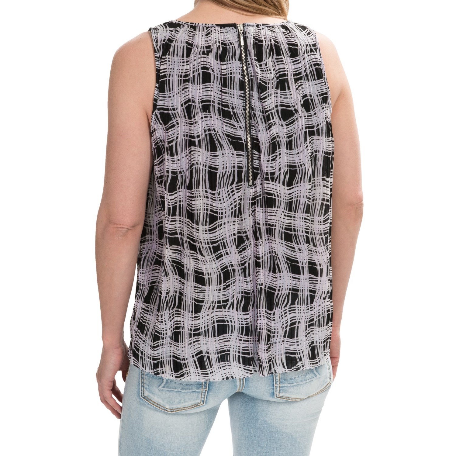 Layered Print Chiffon Shirt - Sleeveless (For Women)