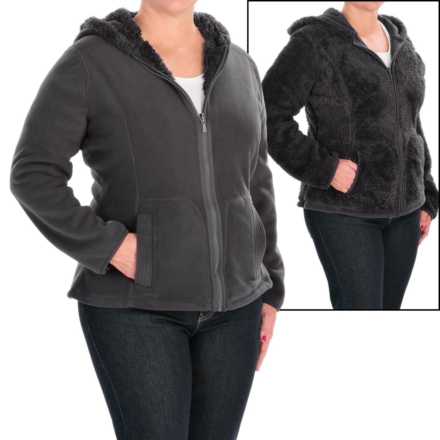 Weatherproof Cozy Bonded Fleece Jacket - Reversible (For Plus Size Women)