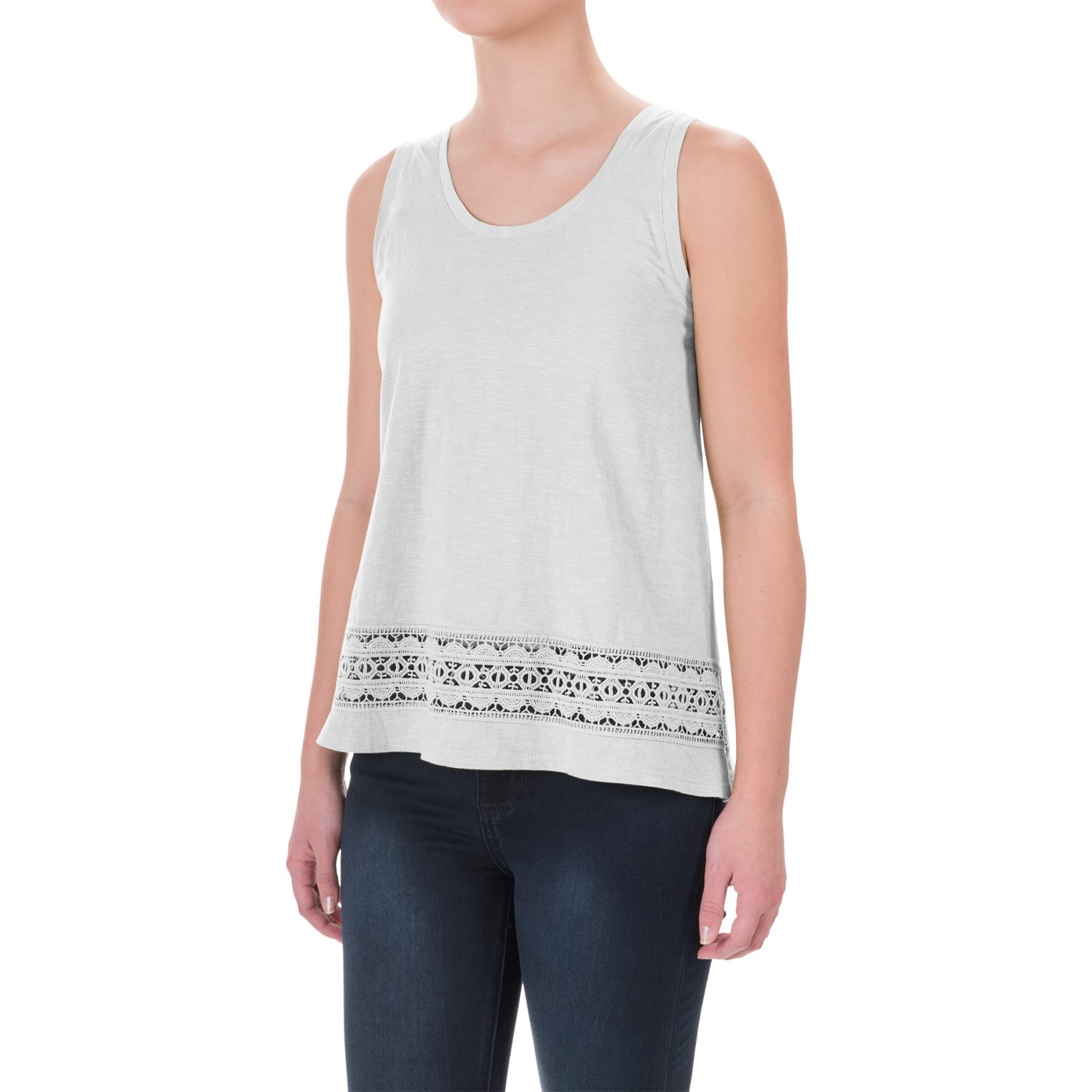 Crochet-Trim Flyaway Shirt - Sleeveless (For Women)