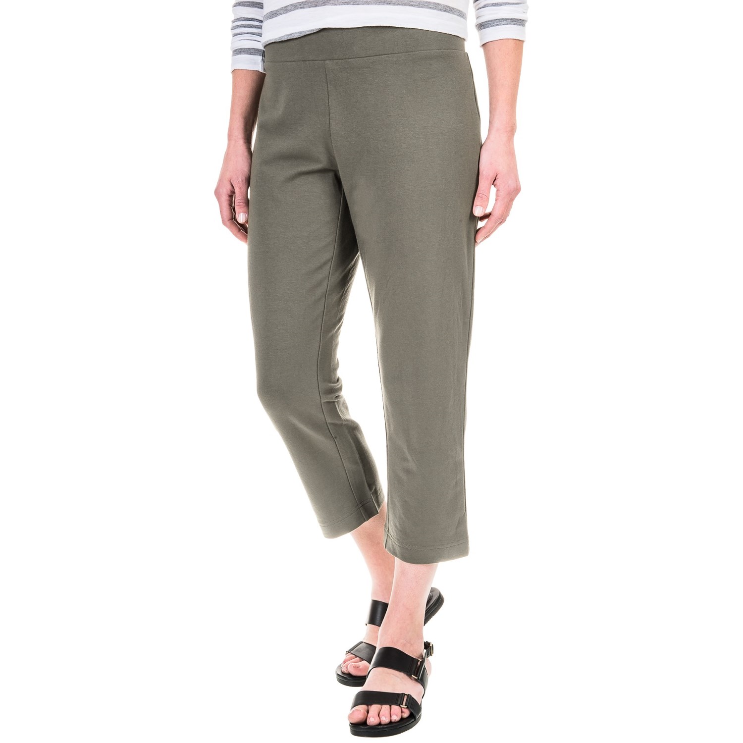 Solid Cotton-Blend Crop Pants (For Women)