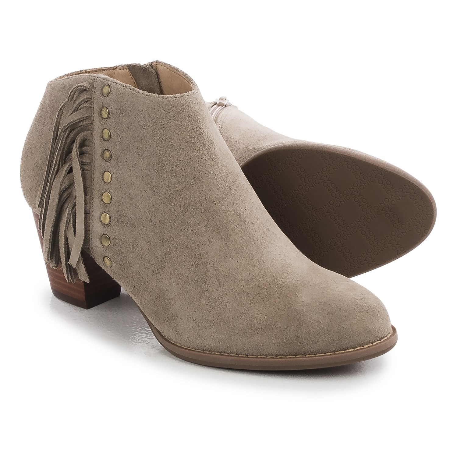 Vionic with Orthaheel Technology Faros Fringed Ankle Boots - Suede (For Women)