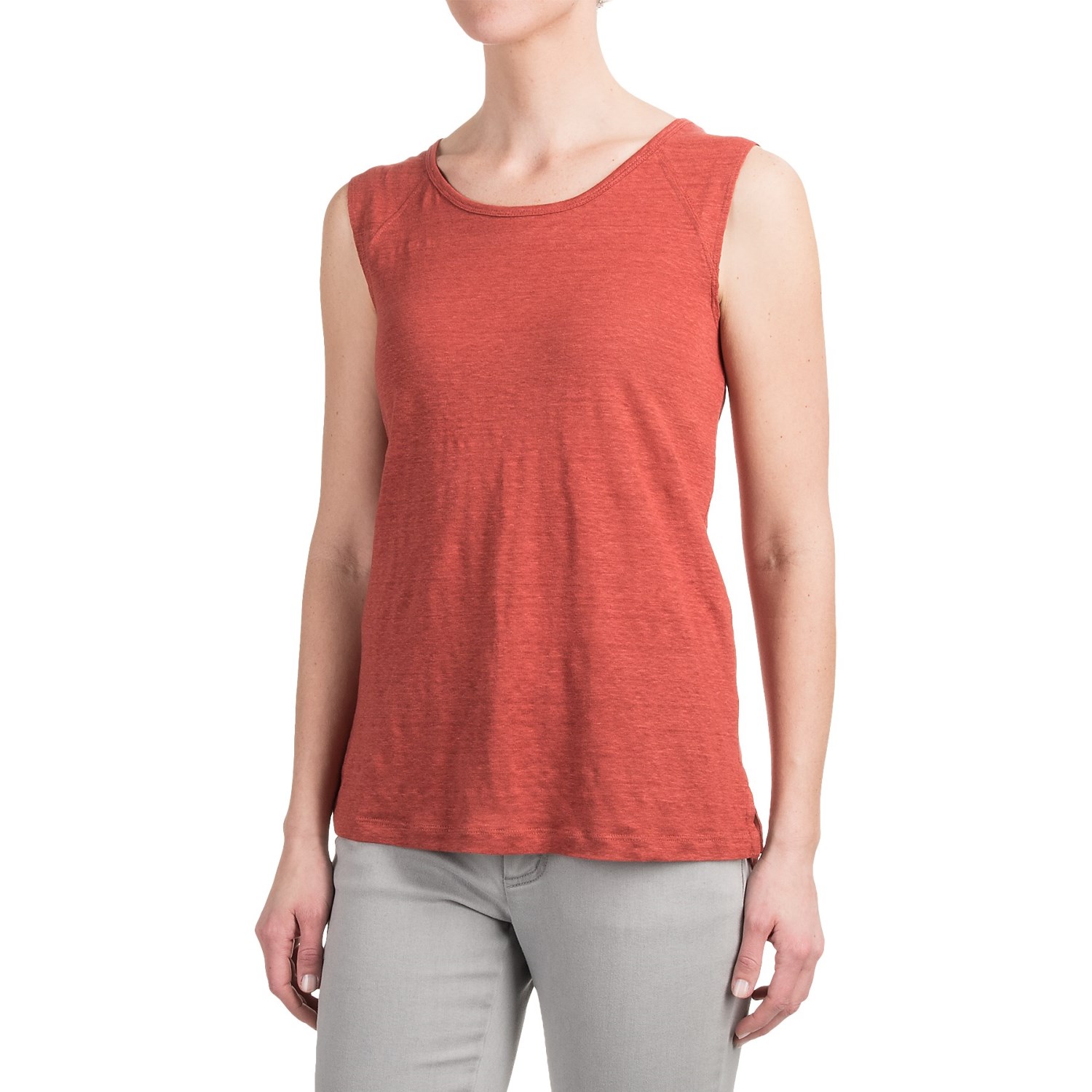 Kenar Linen Muscle Shirt with Shoulder Yokes - Sleeveless (For Women)