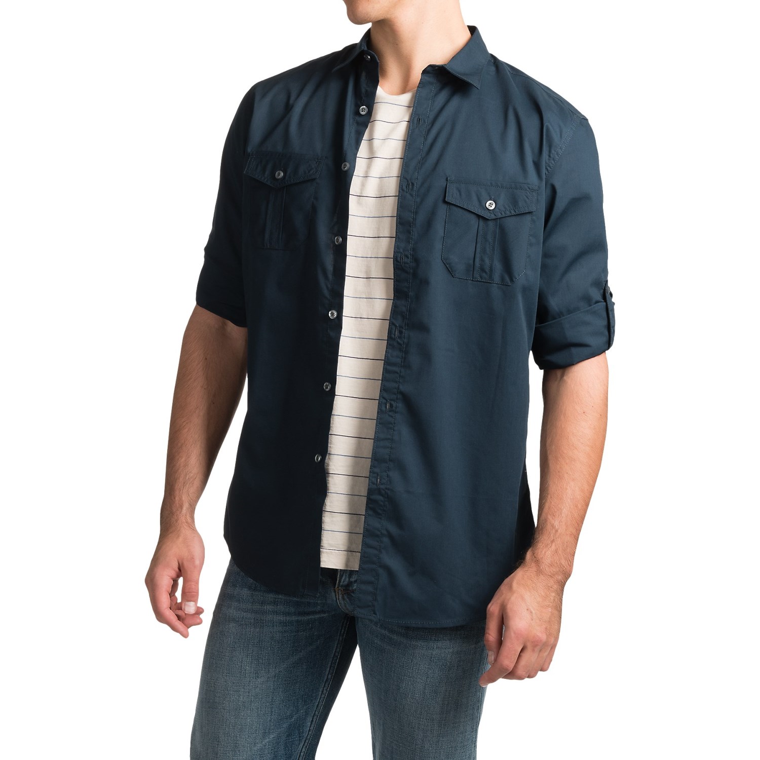 Roll-Up Sleeve Dress Shirt - Long Sleeve (For Men)