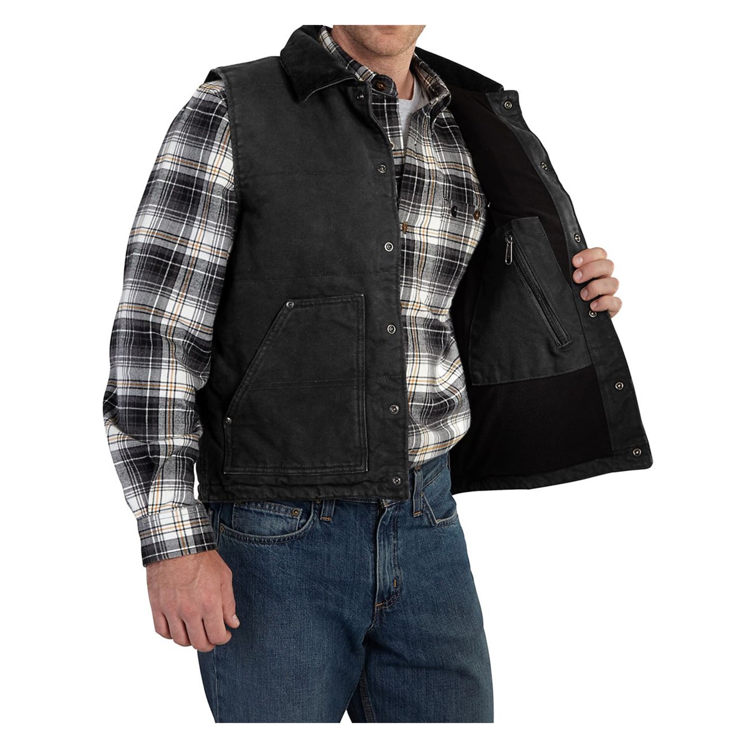 Carhartt Chapman Sandstone Duck Vest - Fleece Lining (For Men)