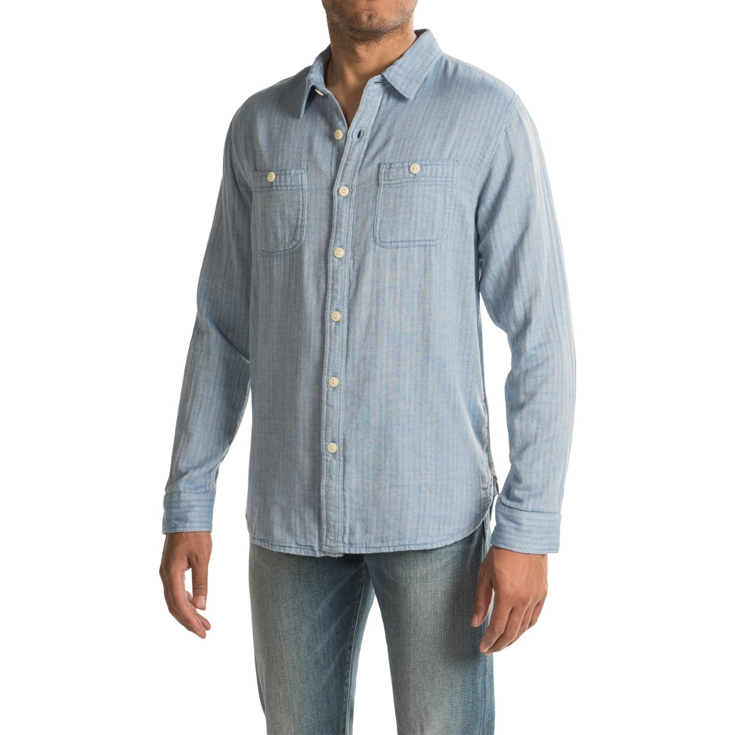 True Grit Newport Double Light Indigo Shirt - Long Sleeve (For Men)