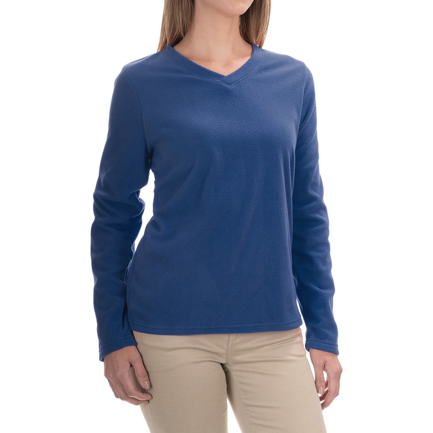 V-Neck Fleece Shirt - Long Sleeve (For Women)