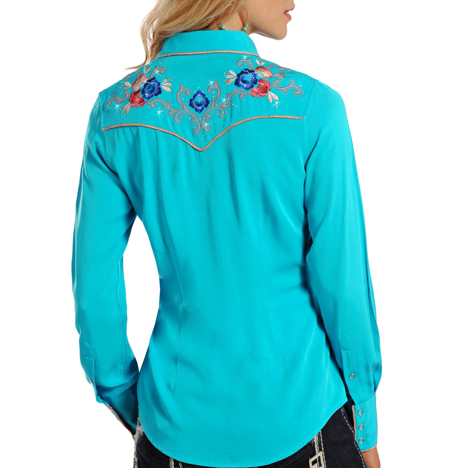 Panhandle Slim Retro Embroidered Western Shirt - Snap Front, Long Sleeve (For Women)