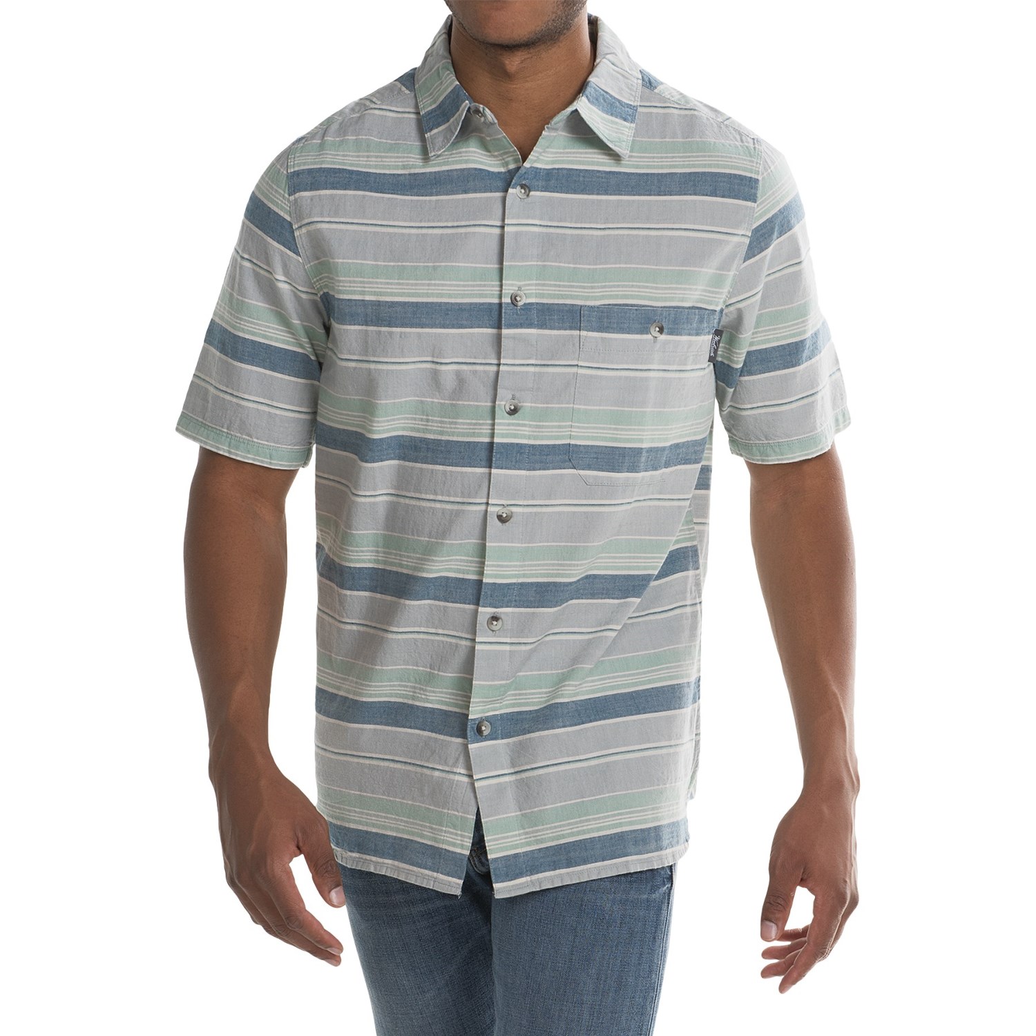 Woolrich Lost Lake Chambray Stripe Shirt - Short Sleeve (For Men)