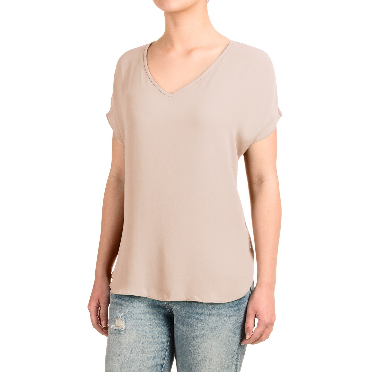 Fluttery V-Neck Shirt - Short Sleeve (For Women)