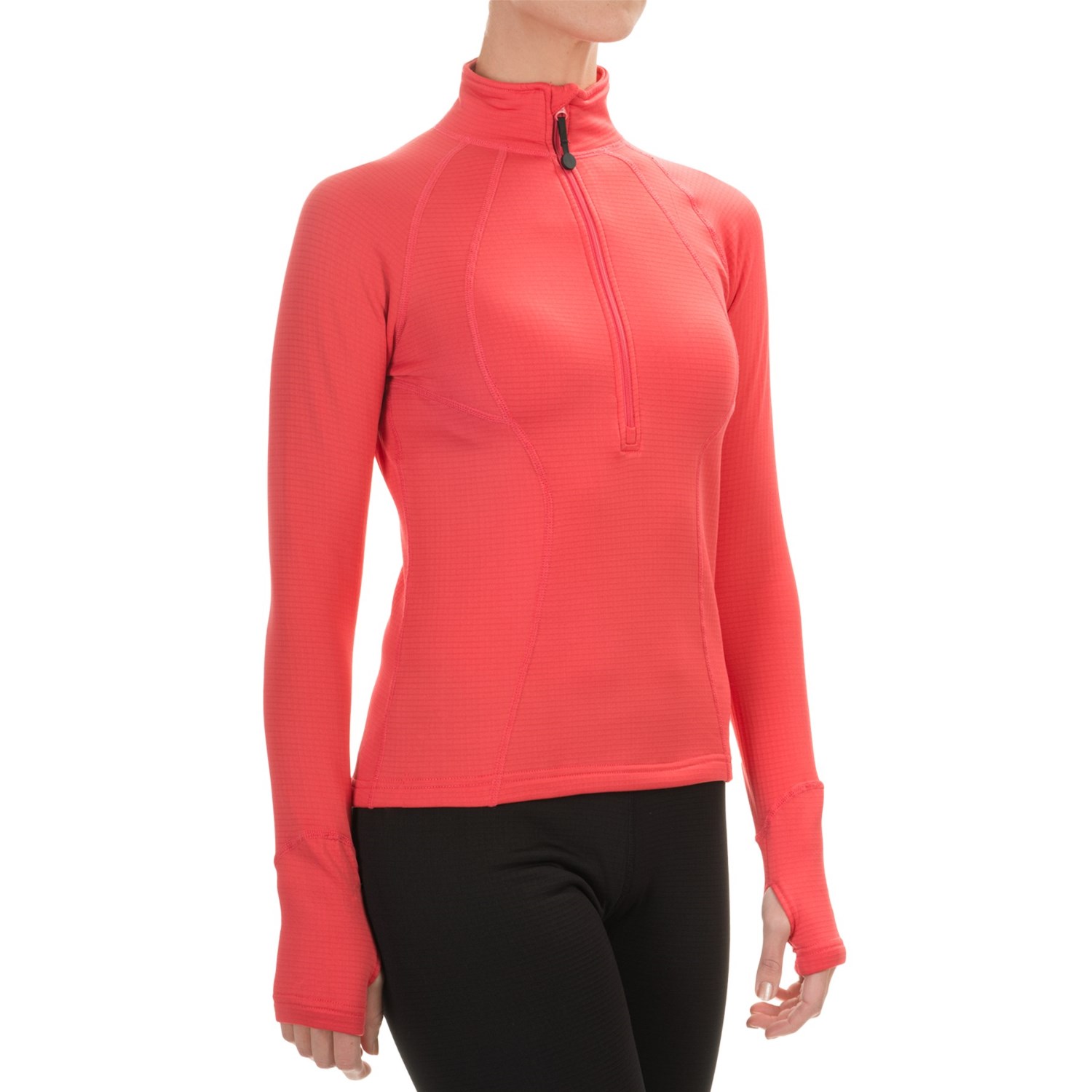 Terramar Grid Fleece Base Layer Top - Zip Neck, Long Sleeve (For Women)