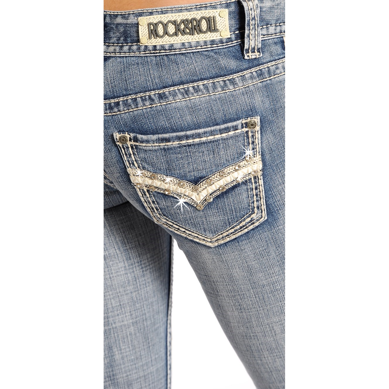 Rock & Roll Cowgirl Metallic Leather Accent Jeans - Low Rise, Bootcut (For Women)