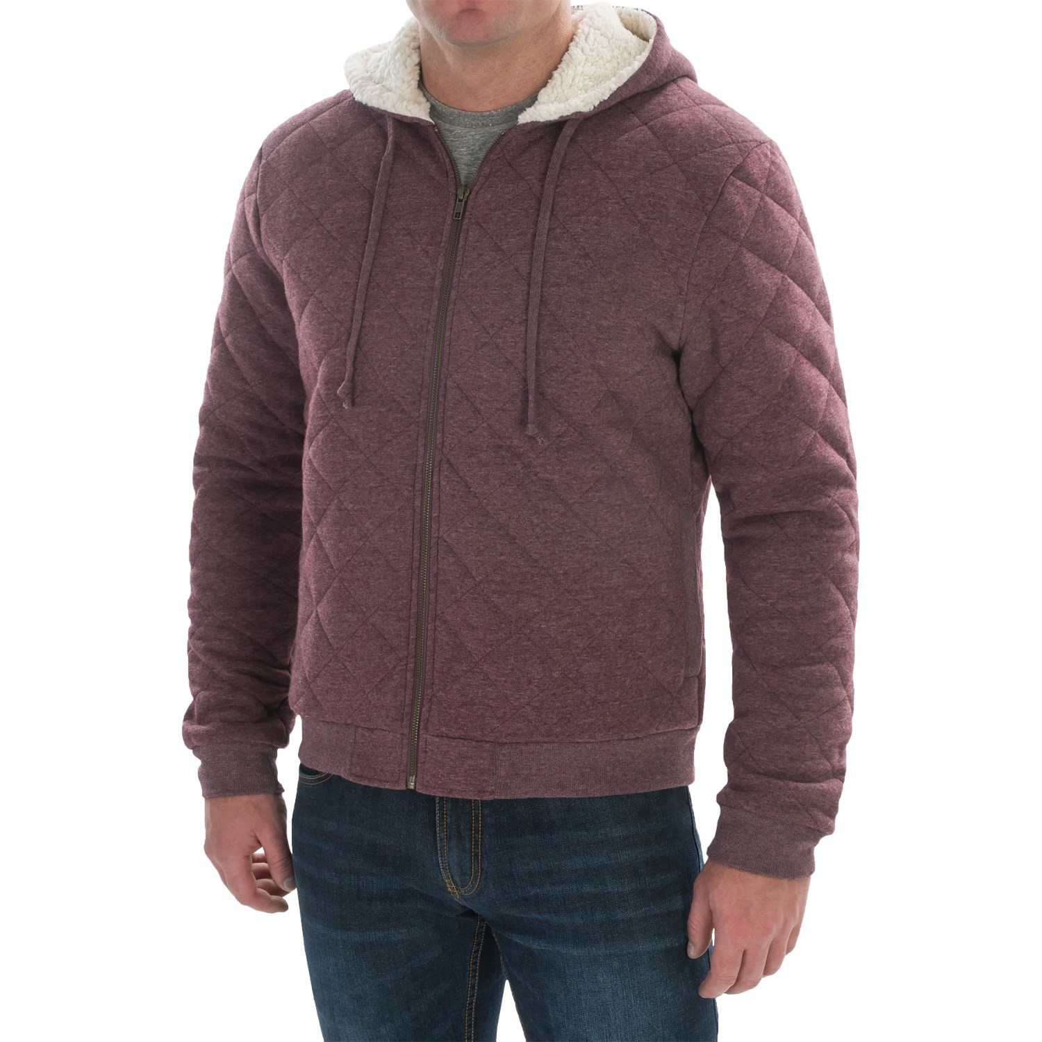 Quilted Hoodie - Sherpa-Lined Hood (For Men)