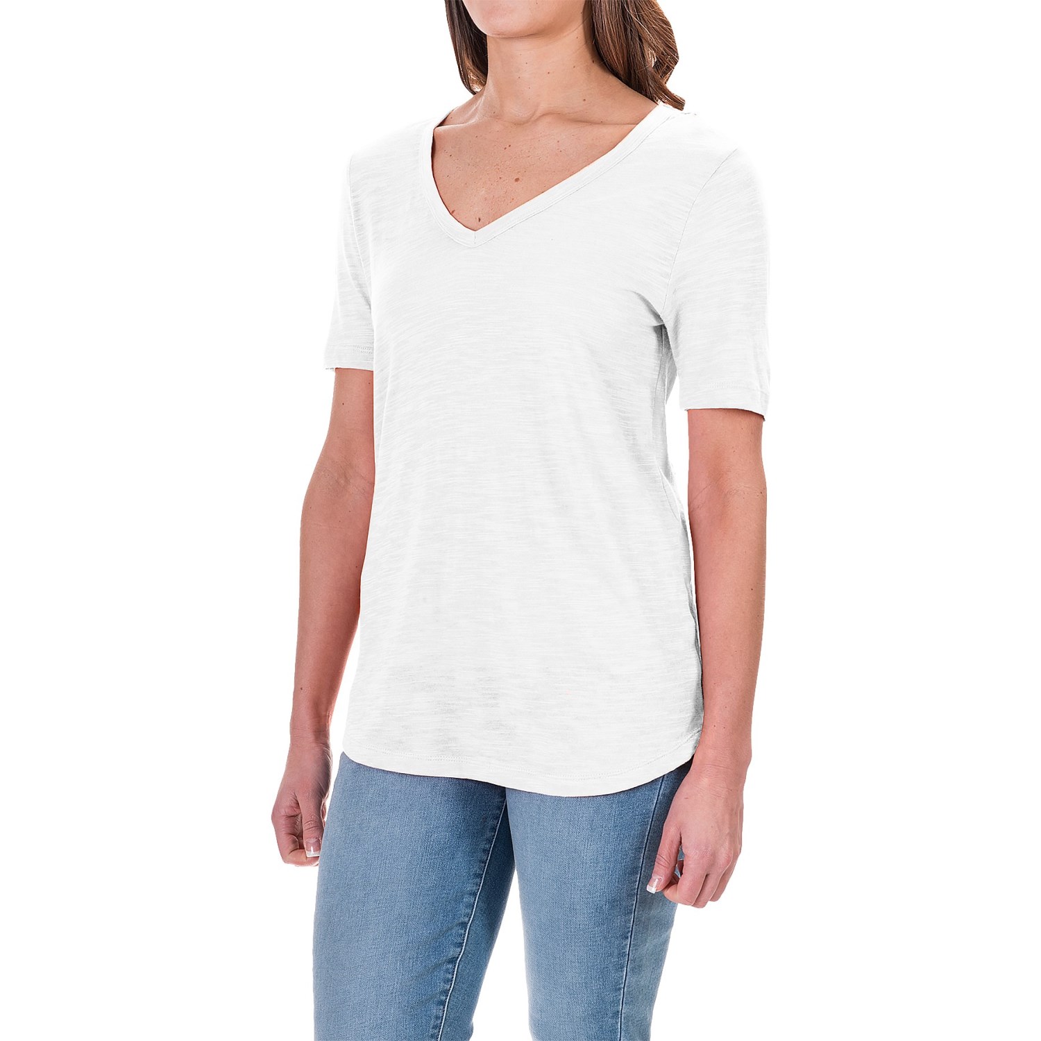 Slub Knit T-Shirt - Short Sleeve (For Women)