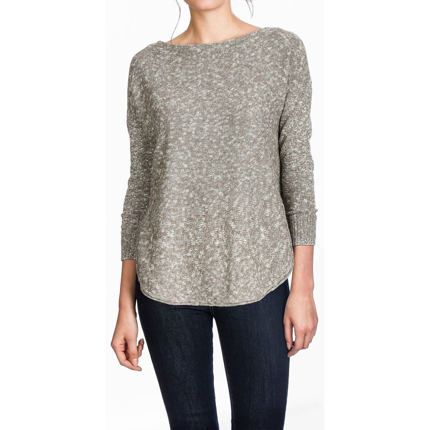 Lilla P Marled Side-Split Sweater - Boat Neck (For Women)