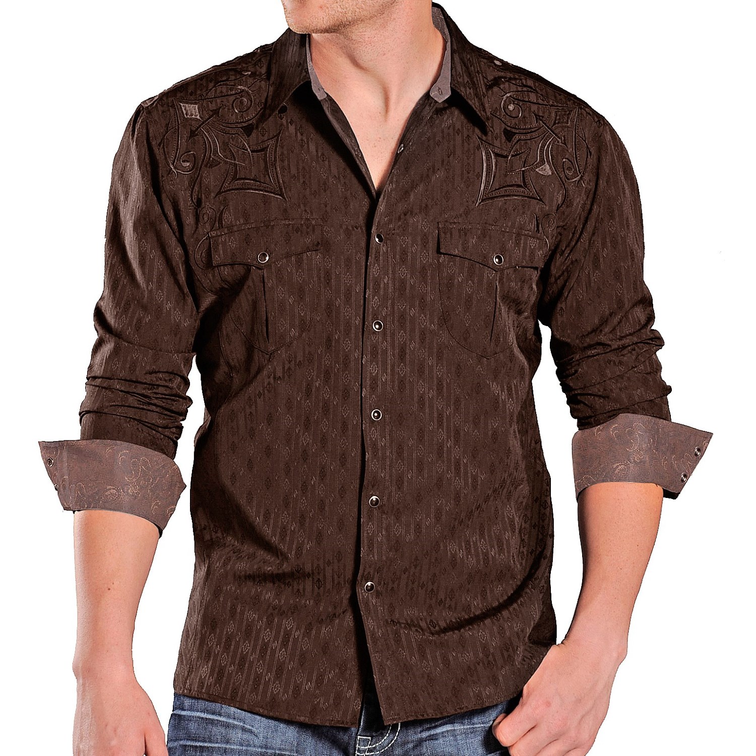 Rock & Roll Cowboy Jacquard Stripe Shirt - Snap Front, Long Sleeve (For Men)