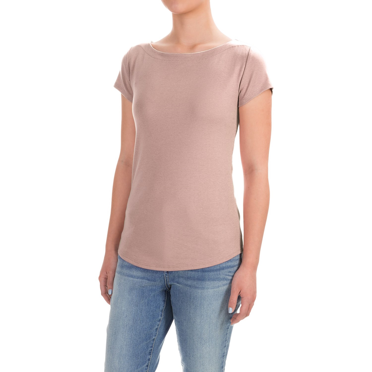 Workshop Republic Clothing Bateau Neck Shirt - Cotton-Modal, Short Sleeve (For Women)