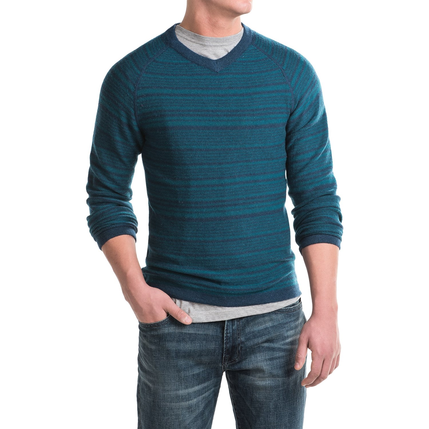 Royal Robbins Fireside Wool V-Neck Stripe Sweater (For Men)