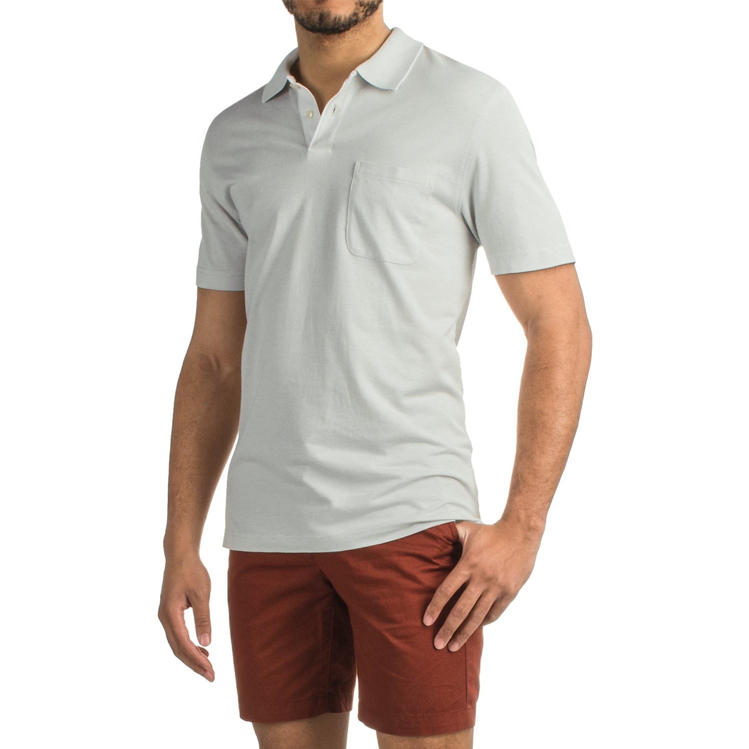 Pinstripe Polo Shirt - Short Sleeve (For Men)