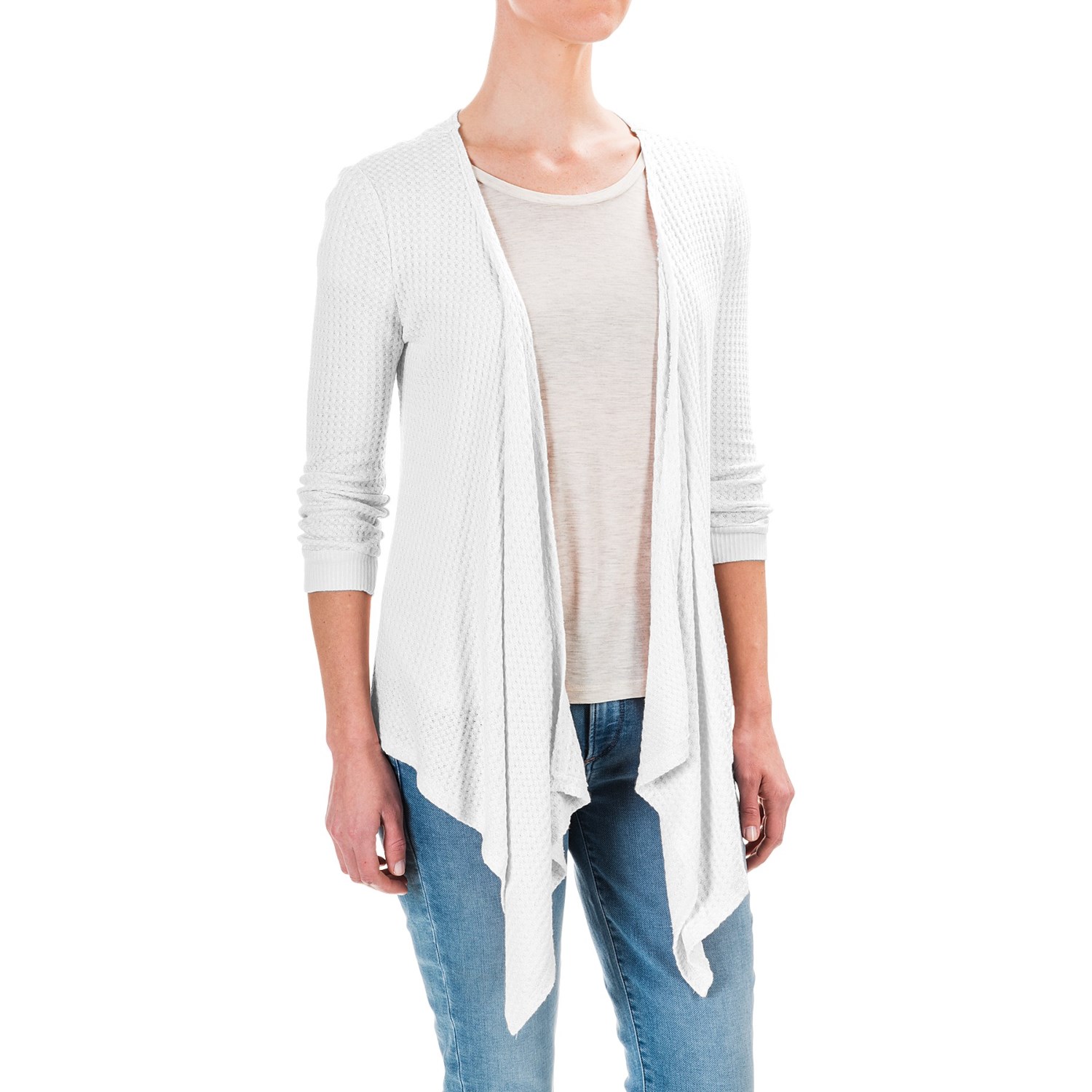 Workshop Republic Clothing Textured Cardigan Sweater - Open Front, 3/4 Sleeve (For Women)