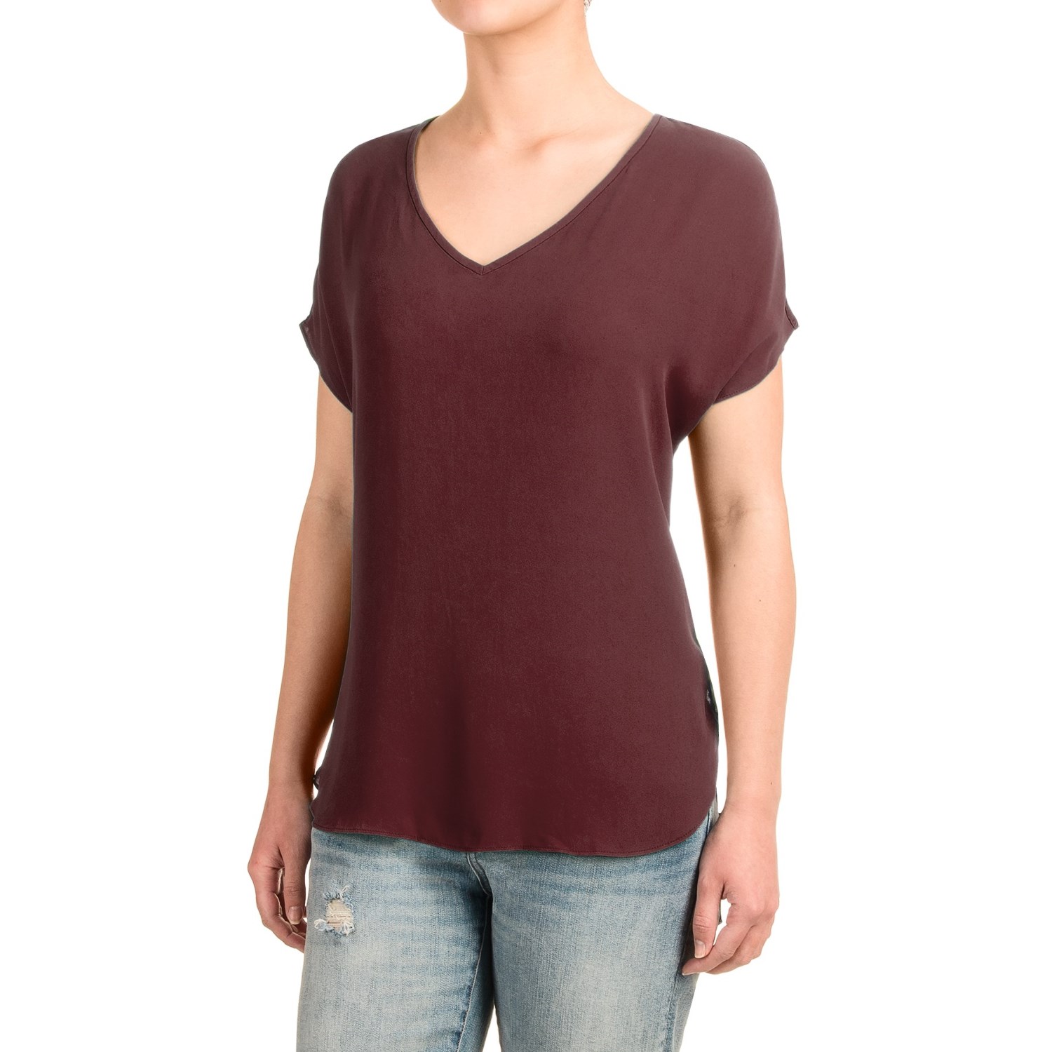 Fluttery V-Neck Shirt - Short Sleeve (For Women)