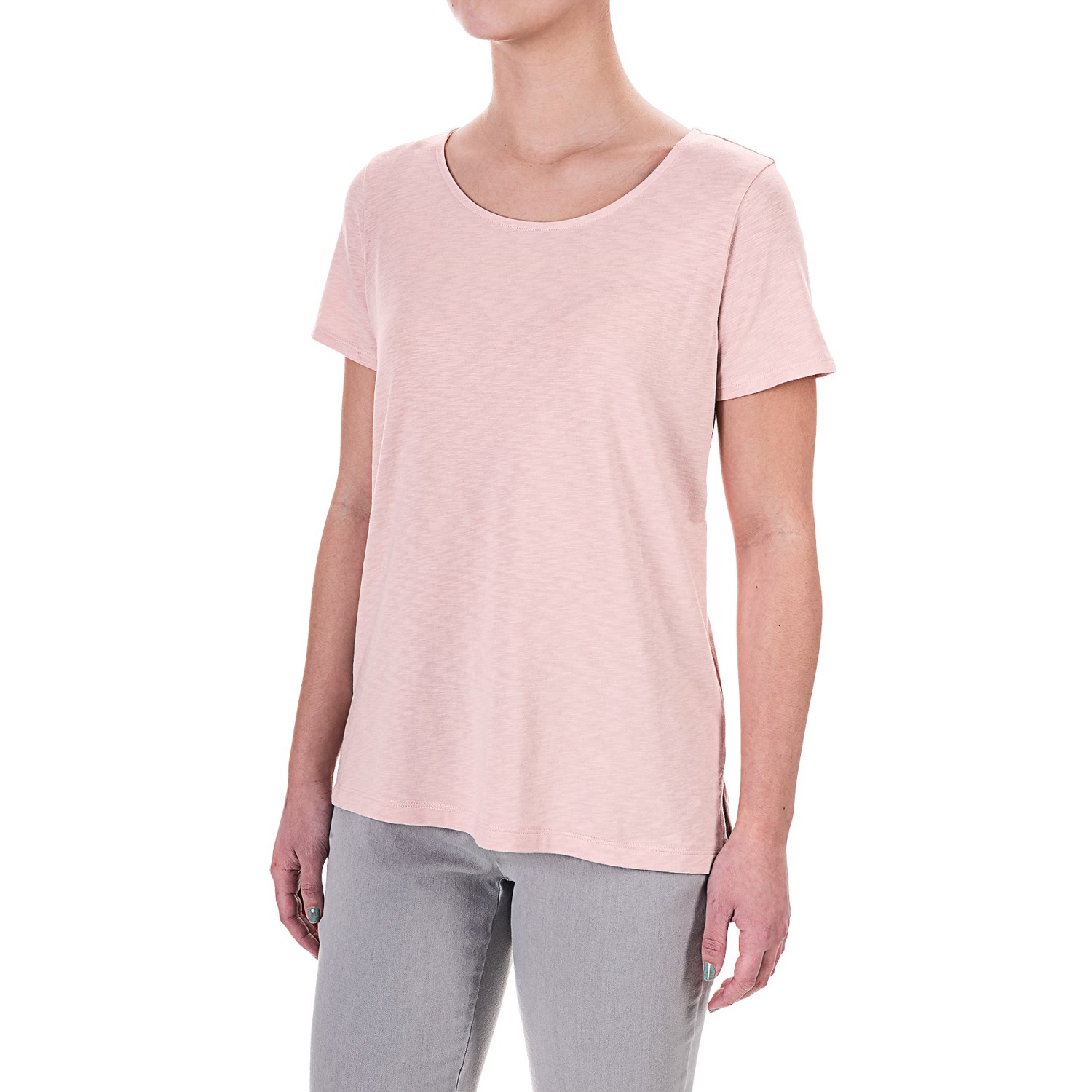 Lucy & Laurel High-Low Slub Jersey T-Shirt - Modal-Cotton, Short Sleeve (For Women)