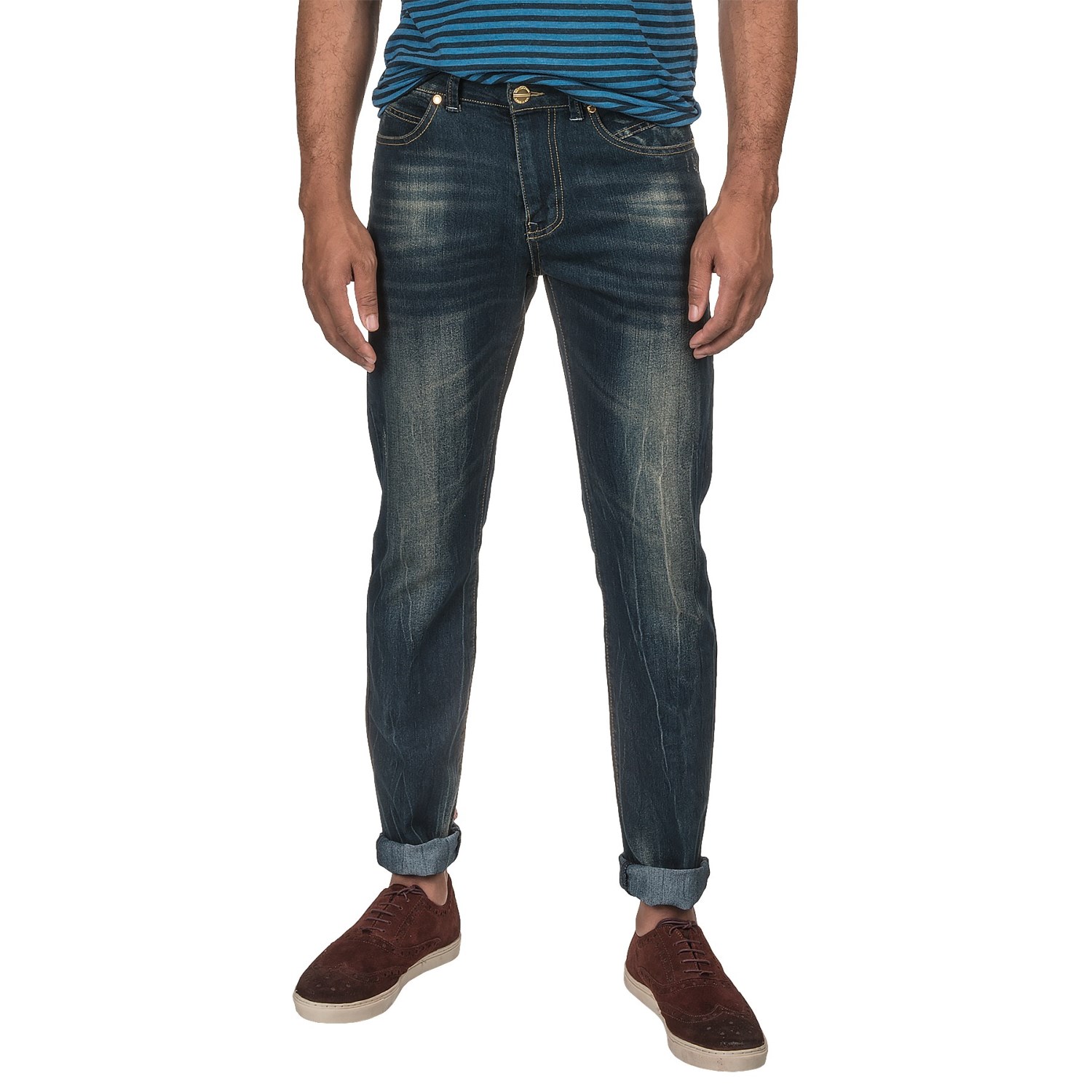 Washed Stretch Denim Jeans - Straight Leg (For Men)