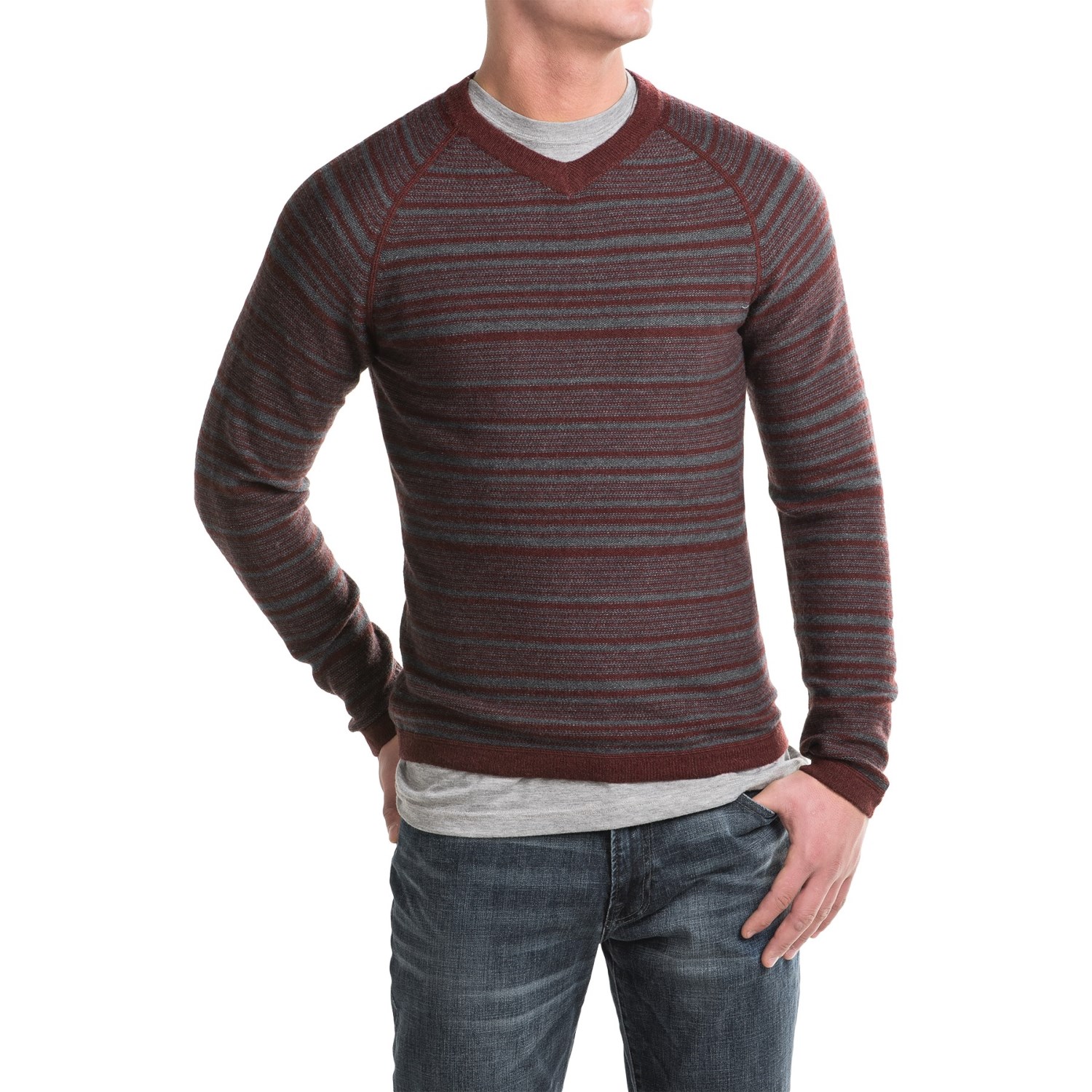 Royal Robbins Fireside Wool V-Neck Stripe Sweater (For Men)