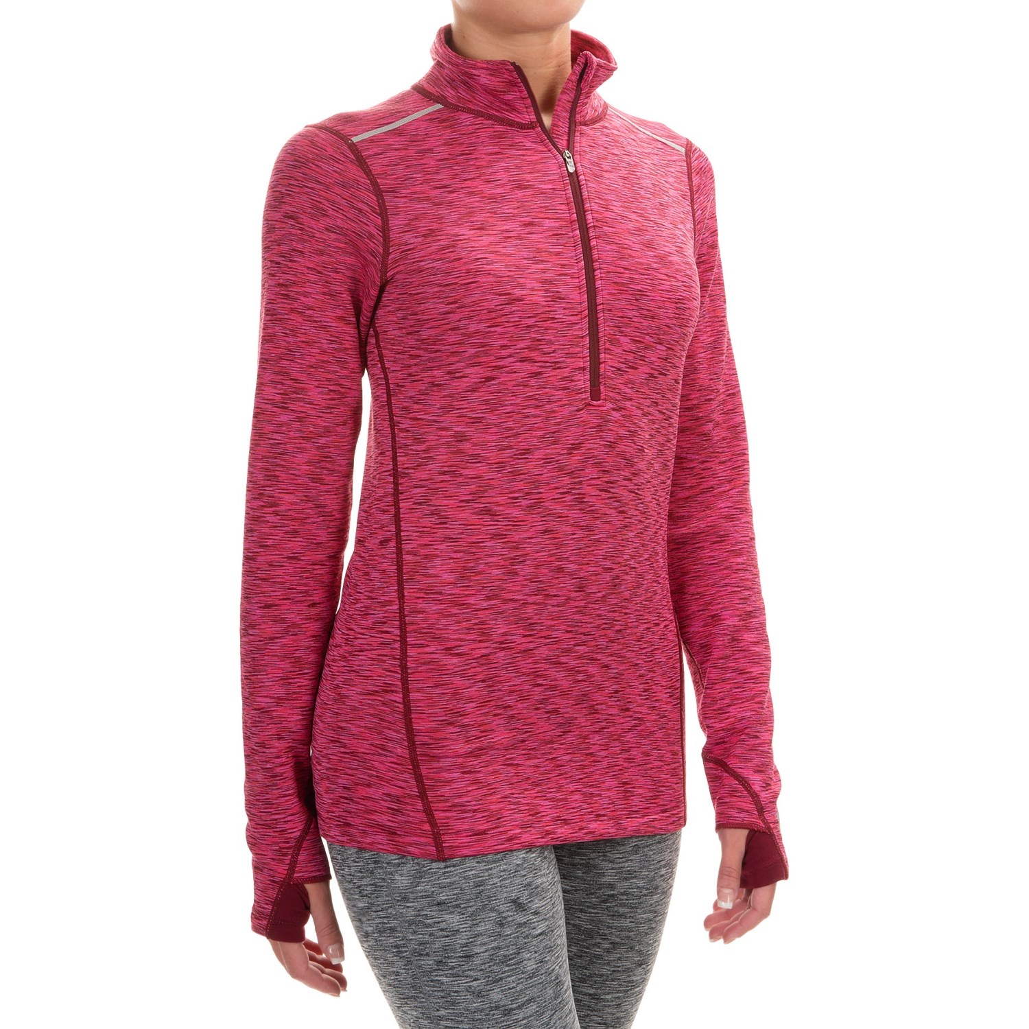 Terramar ClimaSense® Tri-Color Base Layer Top - UPF 50+, Zip Neck, Long Sleeve (For Women)