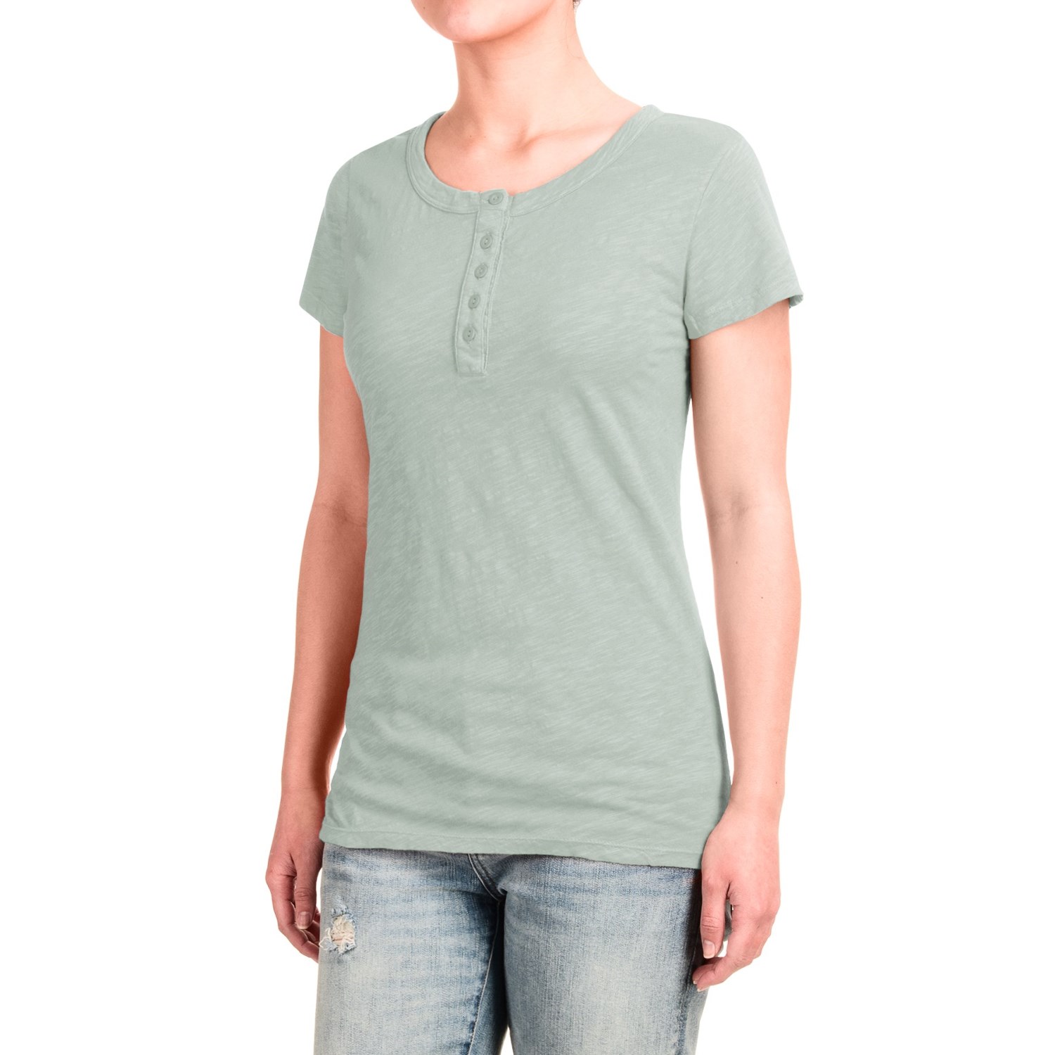 dylan Buttoned Henley Shirt - Short Sleeve (For Women)