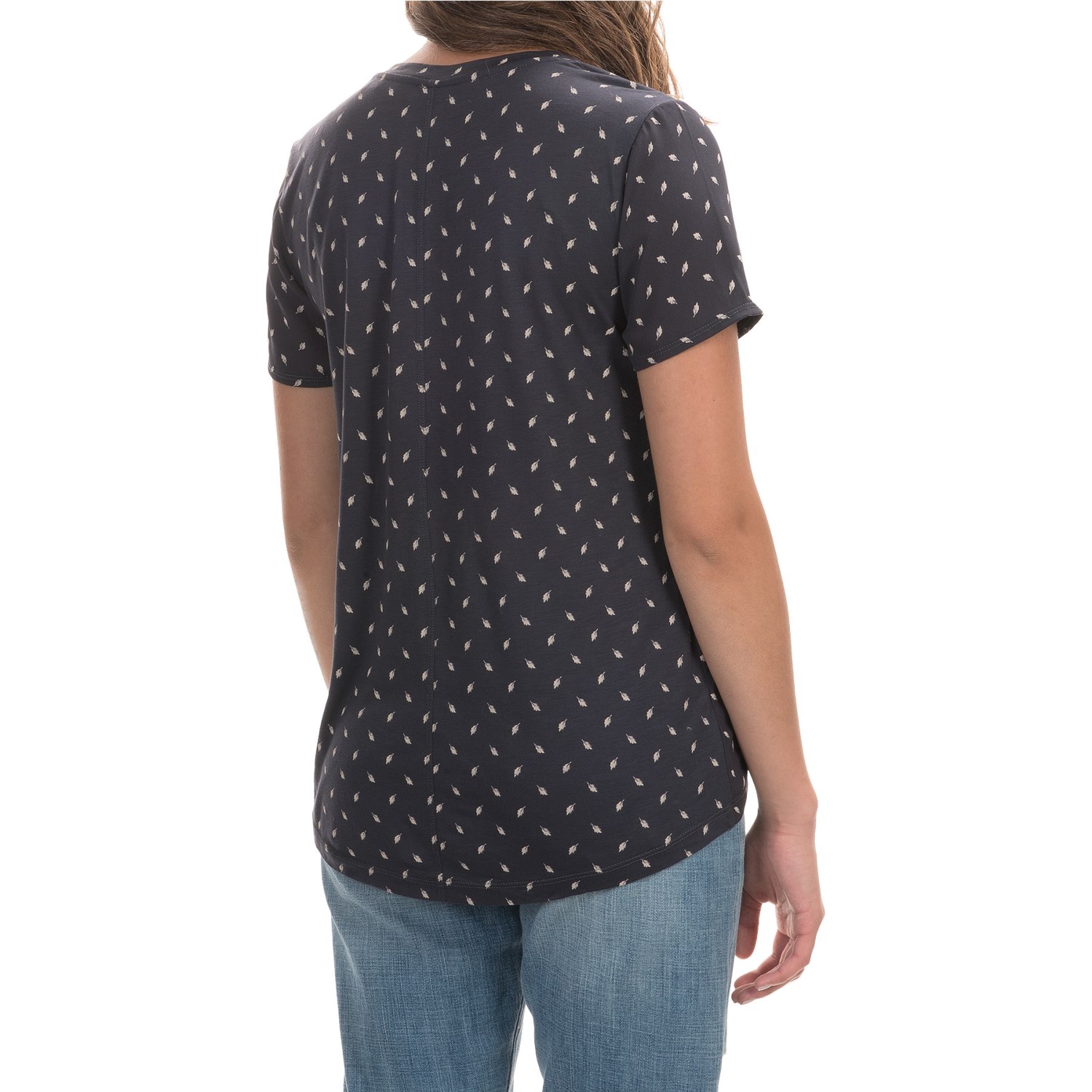 Chiffon Leaf-Print Shirt - Short Sleeve (For Women)