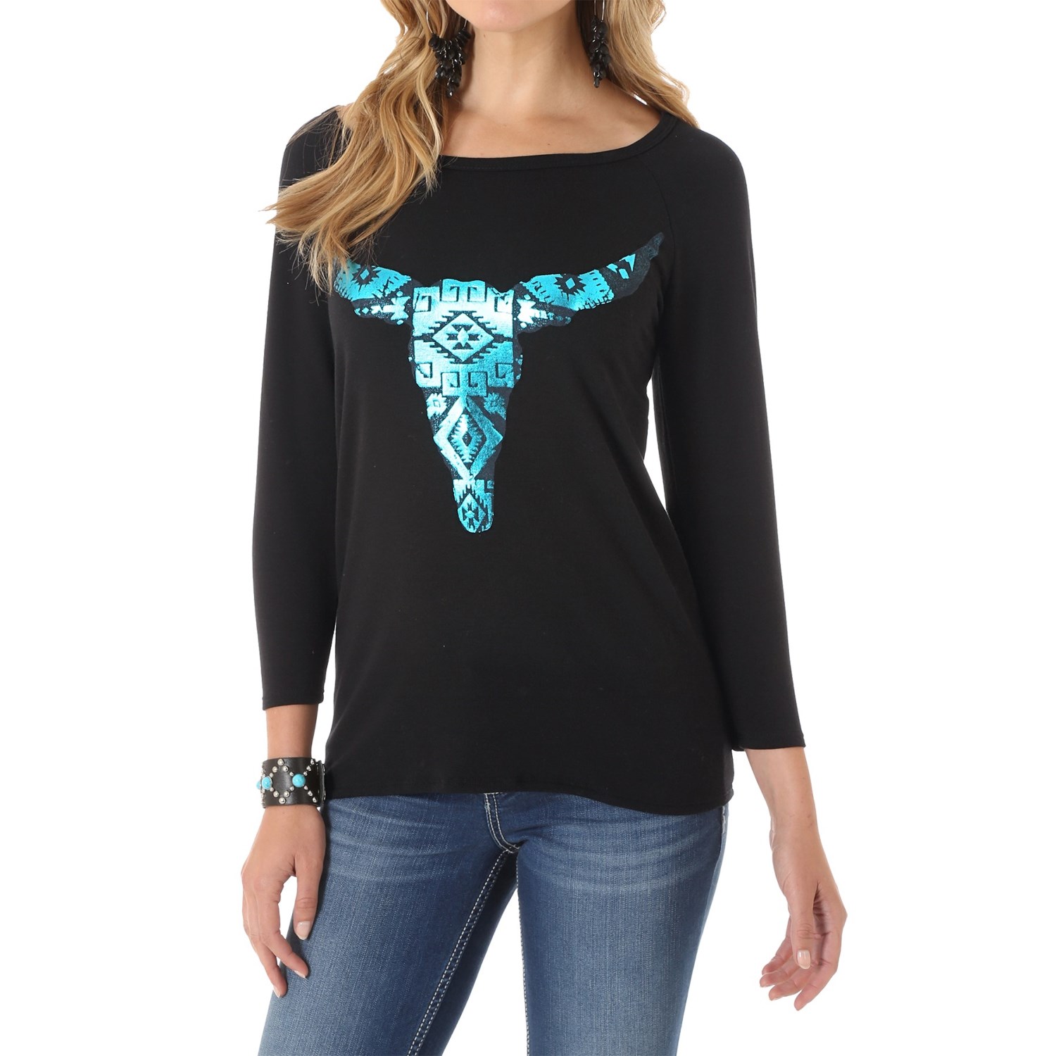 Wrangler Foil Steerhead Knit Shirt - 3/4 Sleeve (For Women)